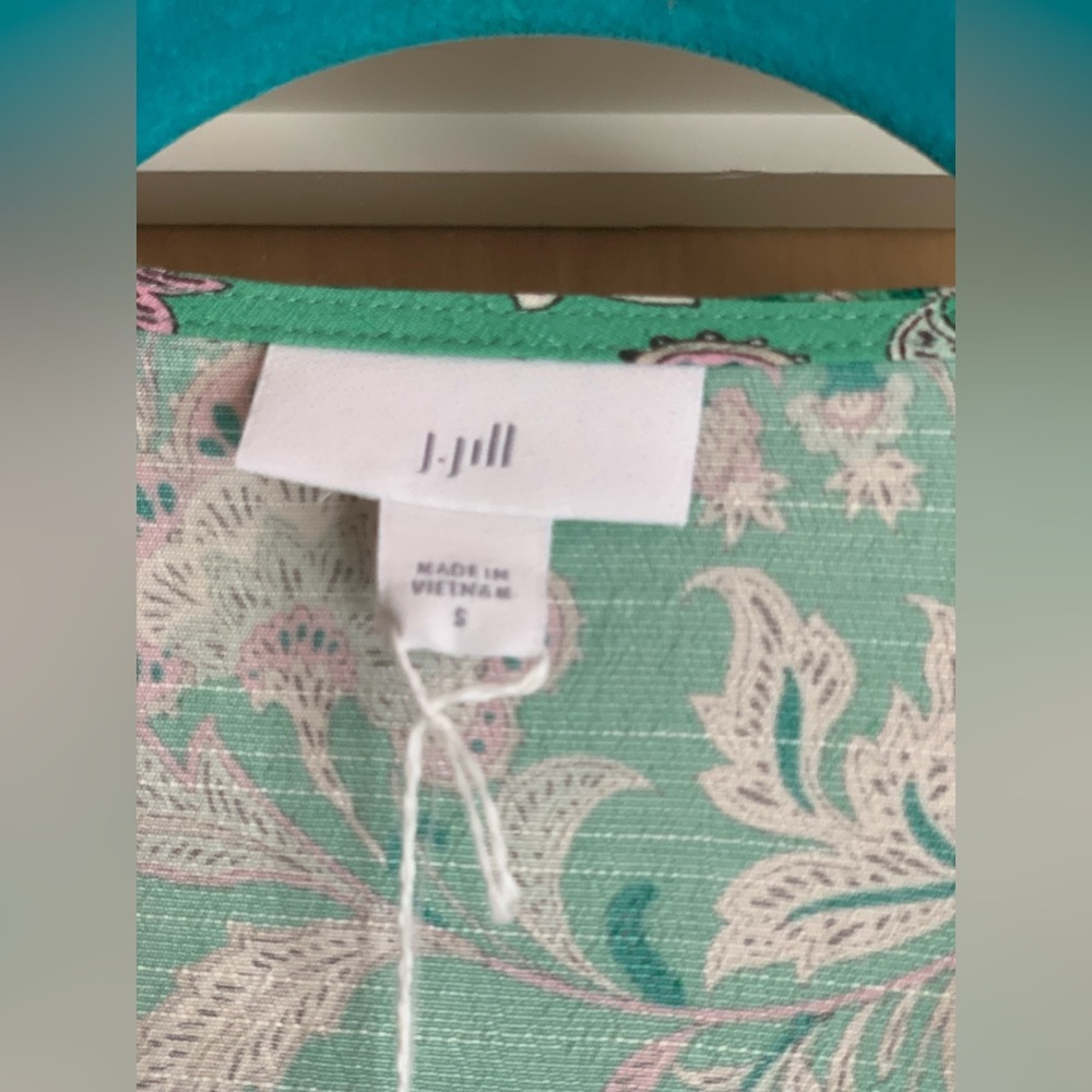 J.Jill Floral V-Neck Green Women’s Flounced Hem Dress. Size-Small. Boho - Picture 2 of 4